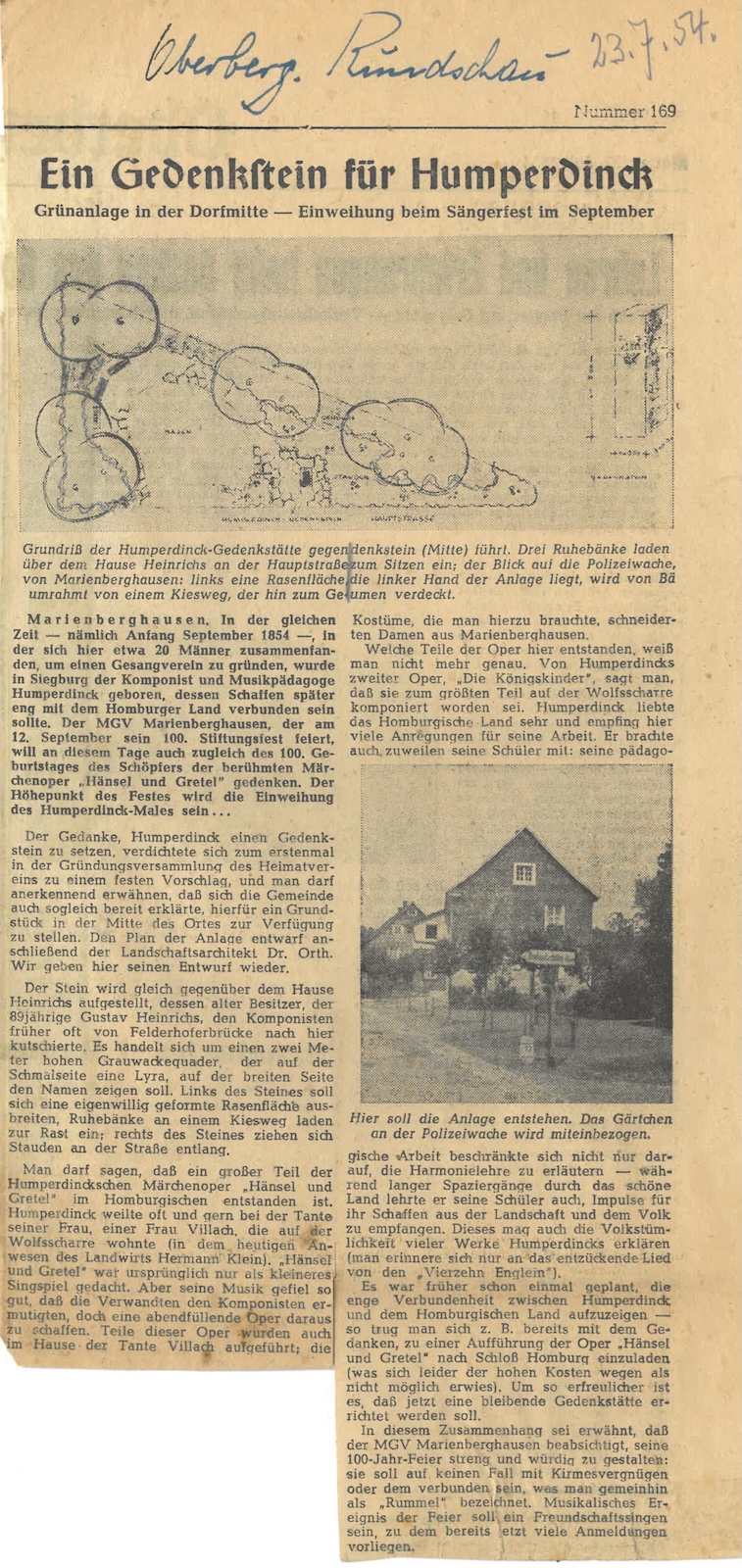 Ein Gedenkstein für Humperdinck
