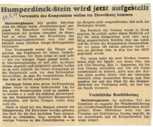 Humperdinck-Stein wird jetzt aufgestellt