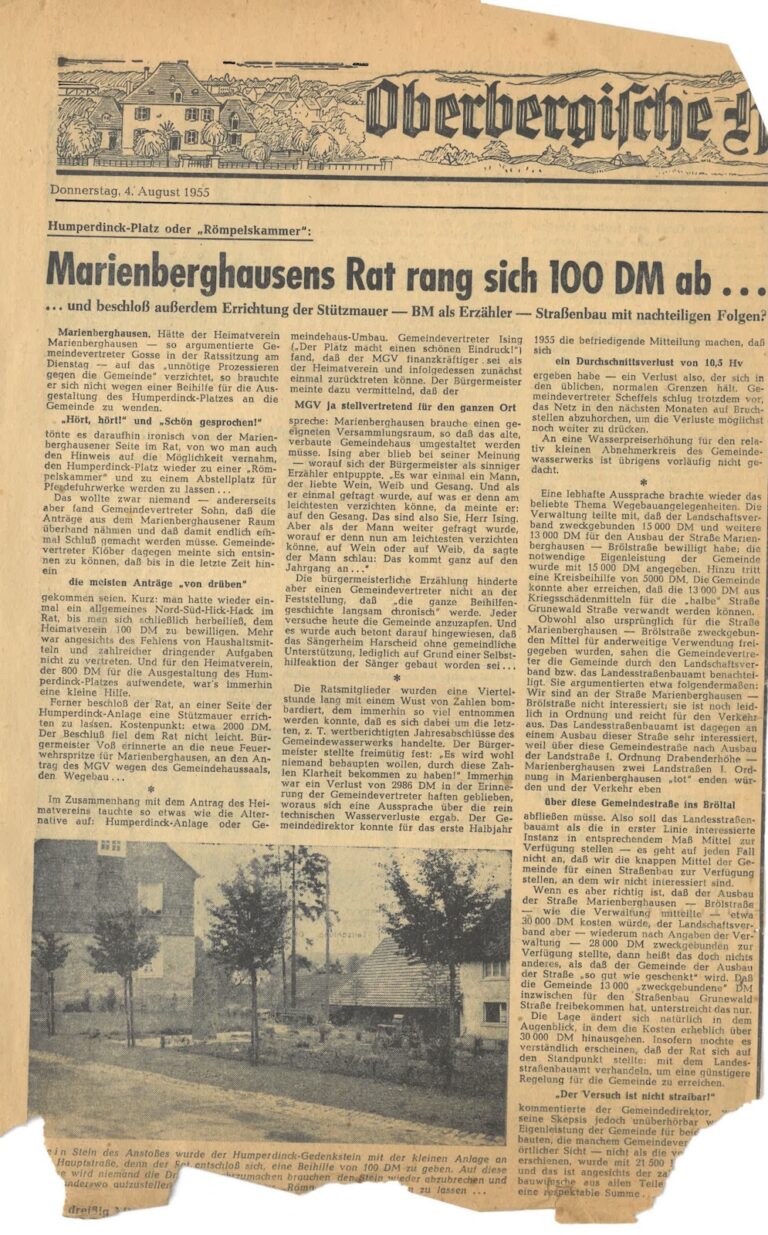 Marienberghausen rang sich 100DM ab.