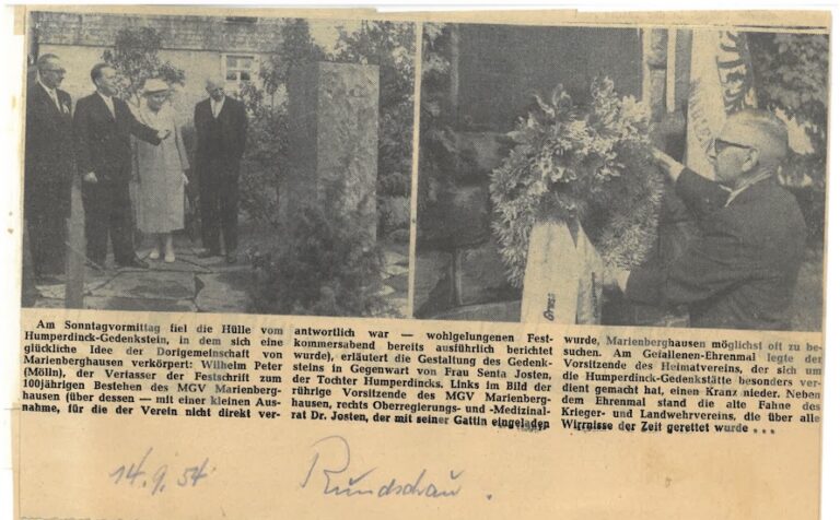 Einweihung des Humperdinck Denkmals