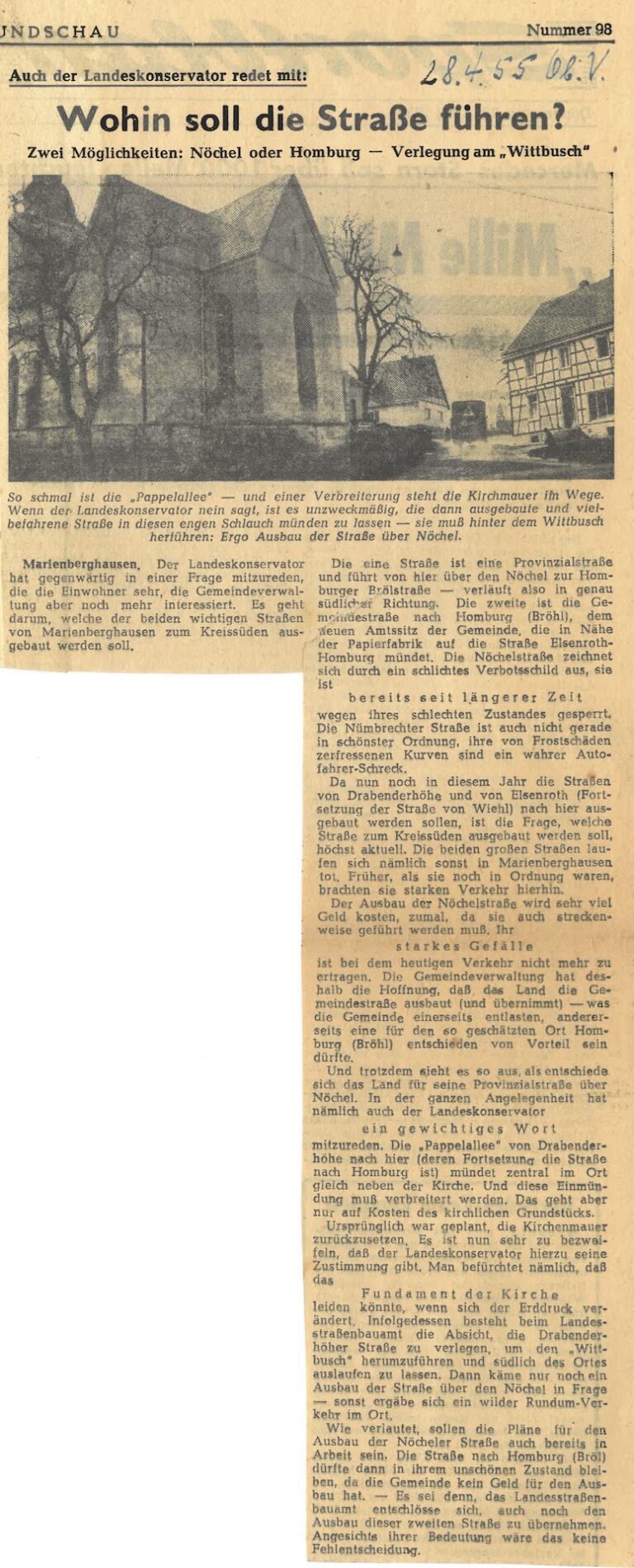 Woher soll die neue Straße führen?